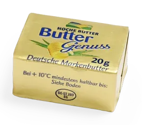 Butter, freigestellt von oben