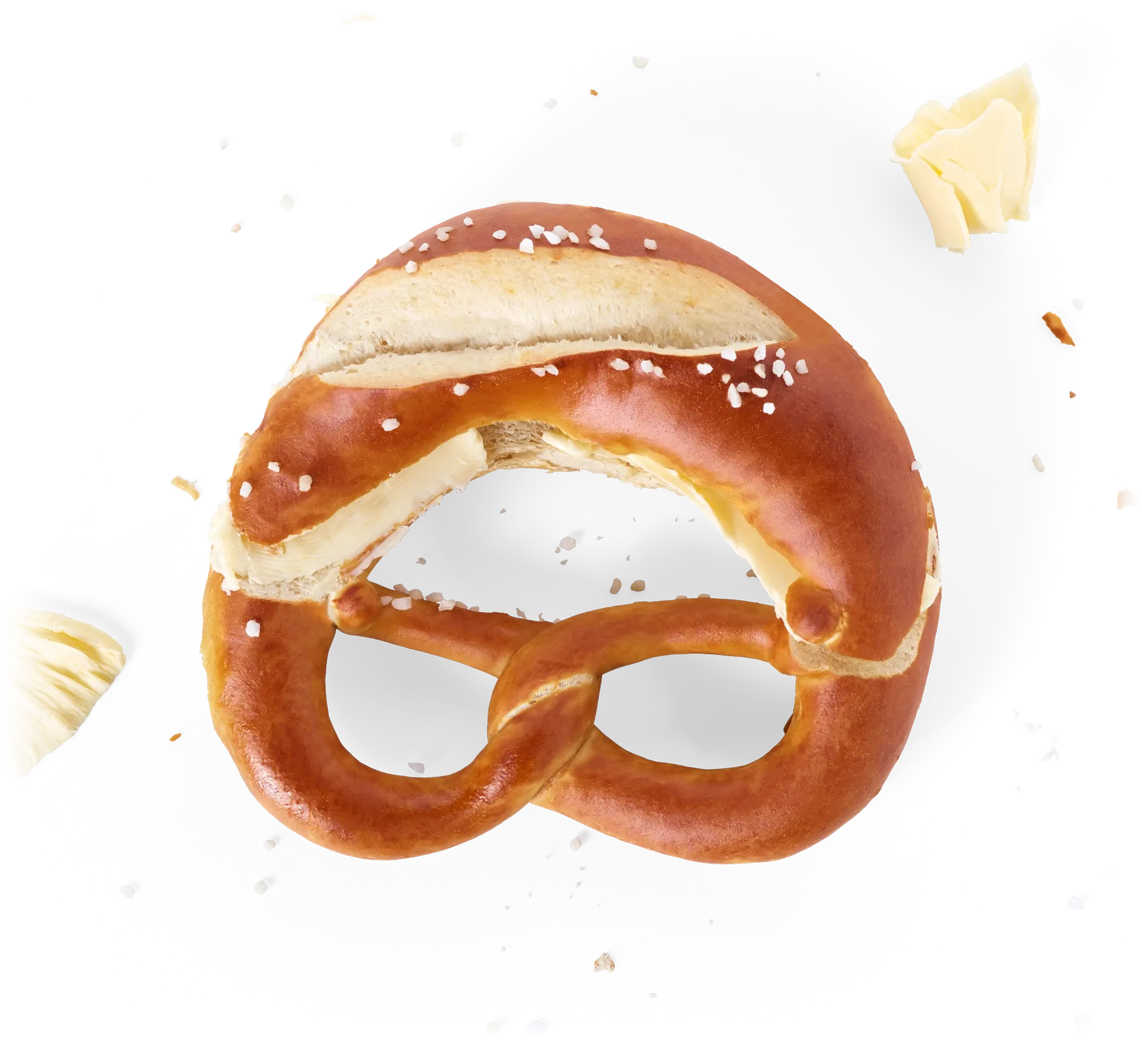 Butterbrezel, freigestellt von oben