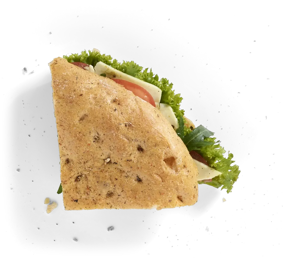 Focaccia Caprese, freigestellt von oben