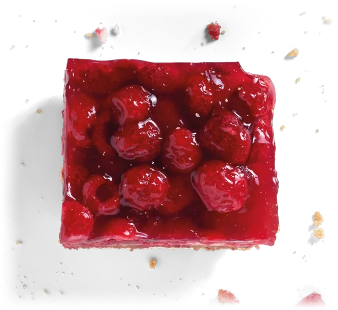 Himbeer-Schnitte, freigestellt von oben