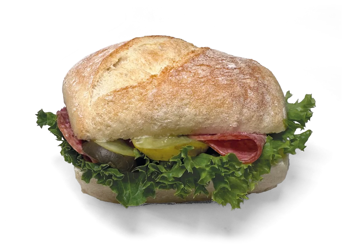 Knacki mit Salami, freigestellt von oben