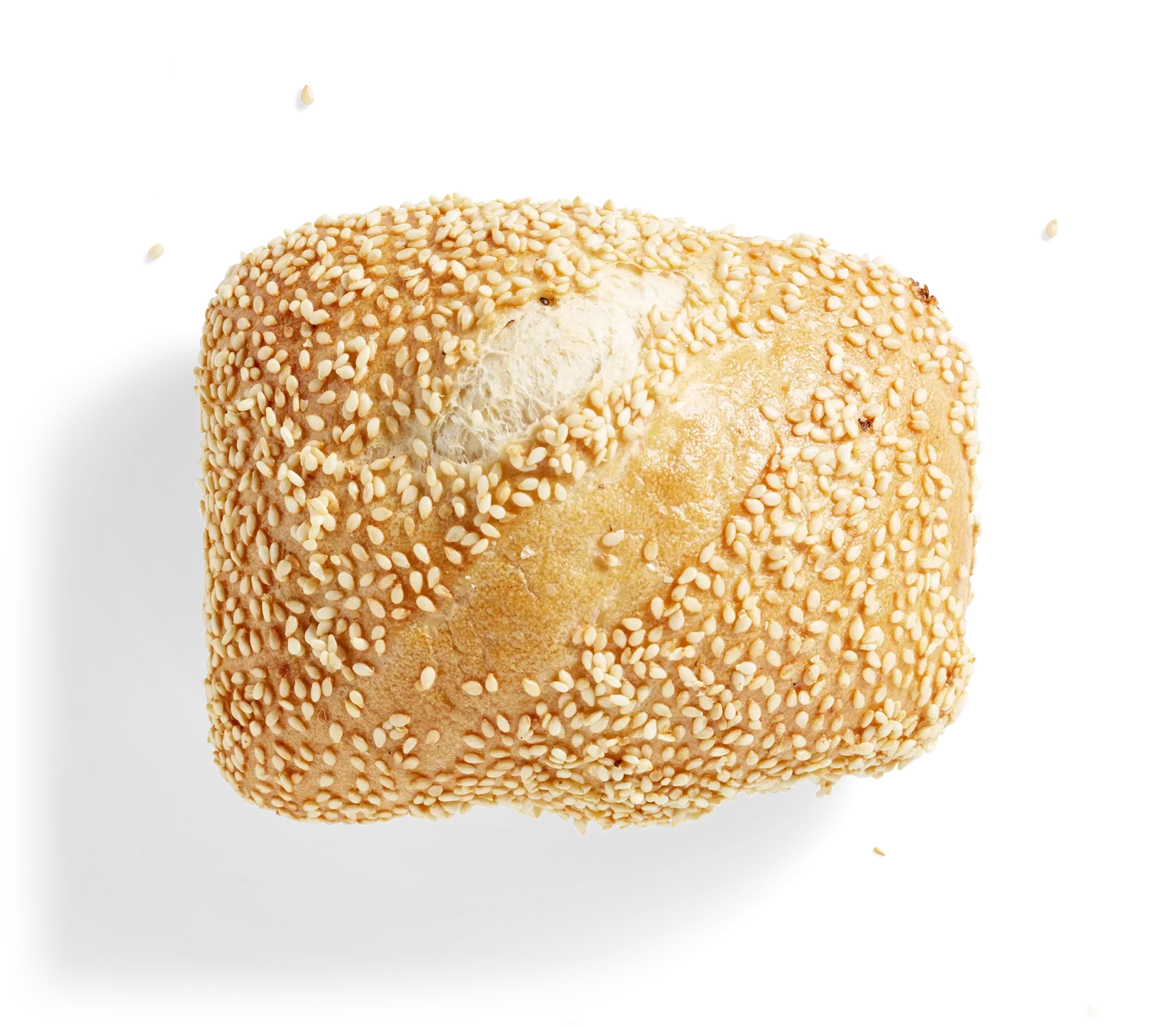 Knacki mit Sesam, freigestellt von oben