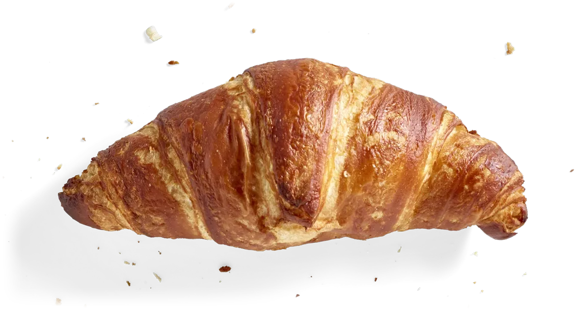 Laugen-Buttercroissant, freigestellt von oben