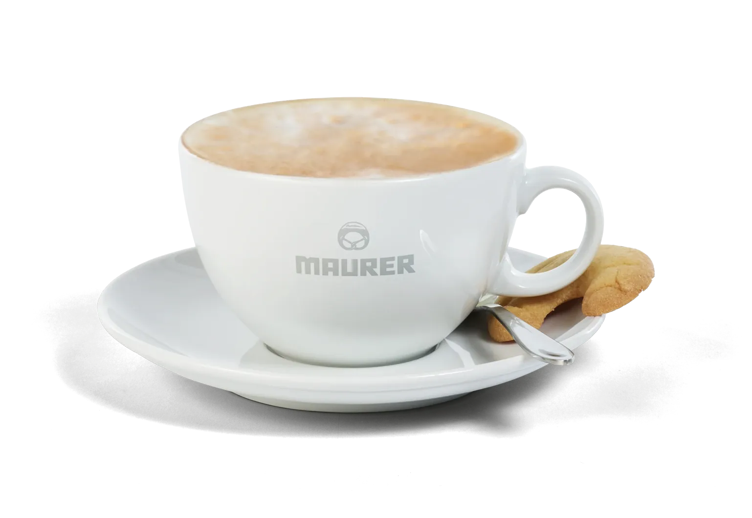 Milchkaffee groß, freigestellt von oben