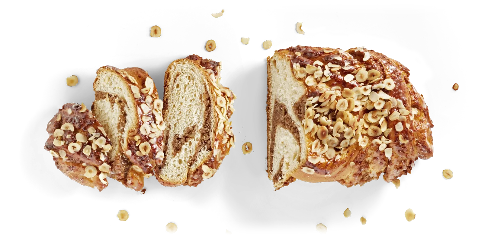 Nussstrudel, freigestellt von oben