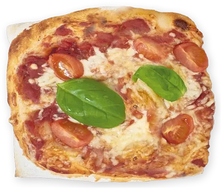 Pizza Margherita, freigestellt von oben