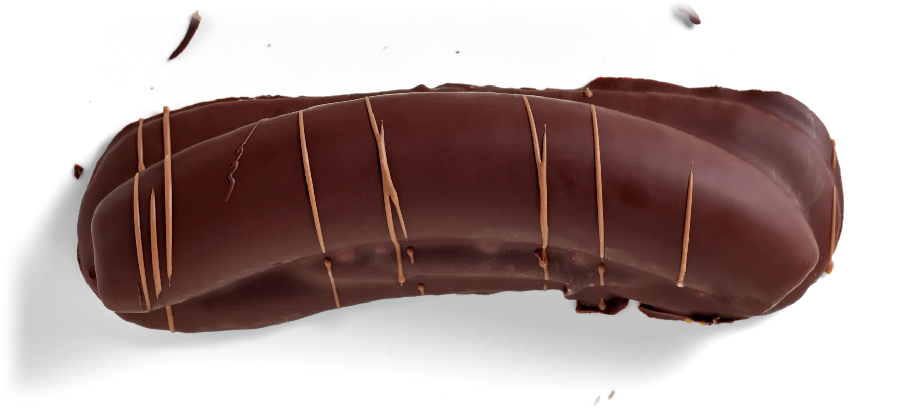 Schokobanane, freigestellt von oben
