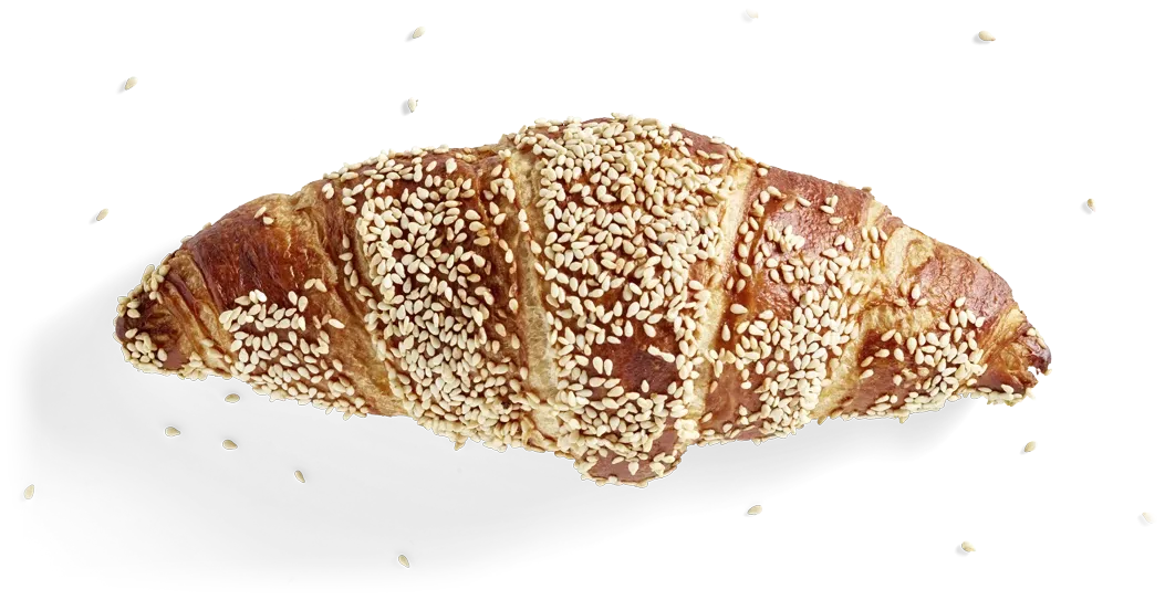 Sesam Laugen-Buttercroissant, freigestellt von oben