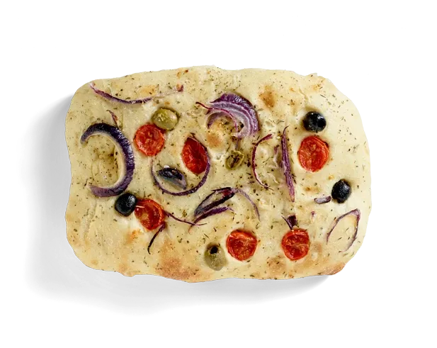Steinofen-Focaccia, freigestellt von oben